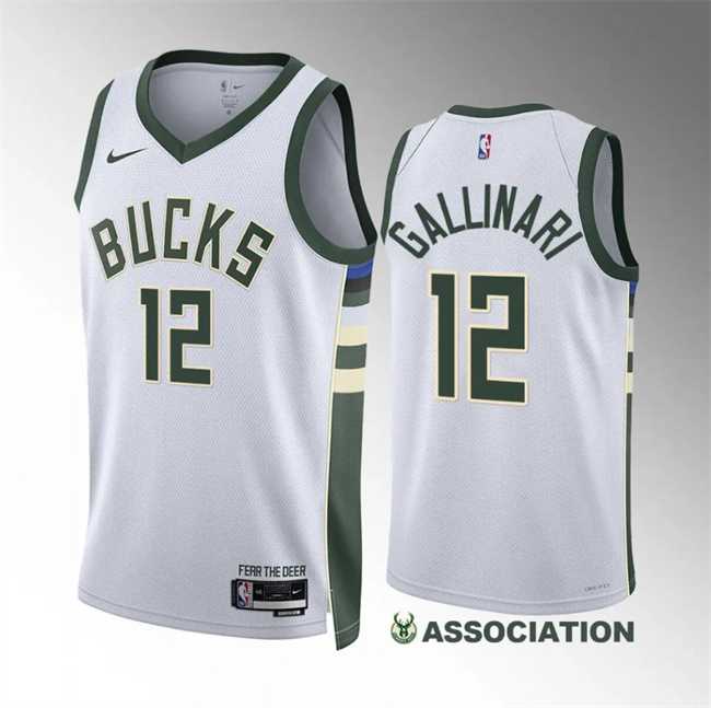 Men's Milwaukee Bucks #12 Danilo Gallinari White Association Edition Stitched Basketball Jersey Dzhi